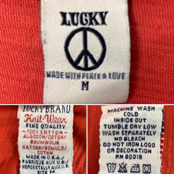LUCKY BRAND PeaceOnEarth Fitted Cotton Graphic T M - Picture 6 of 7